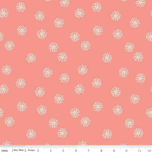SALE 31" End of Bolt - Butterfly Blossom Floral C13274 Coral - Riley Blake Designs - Flowers Flower - Quilting Cotton Fabric