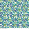 Bee Vintage Mildred C13070 Blue - Riley Blake Designs - Floral Flowers Leaves - Lori Holt - Quilting Cotton Fabric
