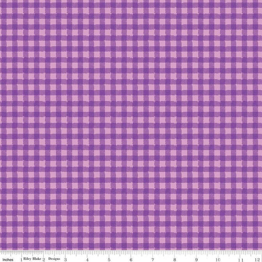 21" End of Bolt - Strength in Lavender PRINTED Gingham C13225 Violet - Riley Blake - Cancer Awareness 1/4" Checks - Quilting Cotton Fabric