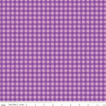 Fat Quarter End of Bolt - Strength in Lavender PRINTED Gingham C13225 Violet - Riley Blake - Cancer Awareness Checks  Quilting Cotton Fabric