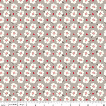 34" End of Bolt - SALE Bee Vintage Isabelle C13083 Pewter - Riley Blake Designs - Floral Flowers - Lori Holt - Quilting Cotton Fabric