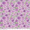 SALE Fat Quarter End of Bolt - Strength in Lavender Floral C13221 Lavender - Riley Blake - Cancer Awareness Ribbons Flowers -Quilting Fabric