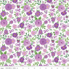 35" End of Bolt - Strength in Lavender Floral C13221 White - Riley Blake Designs - Cancer Awareness Ribbons Flowers - Quilting Cotton Fabric