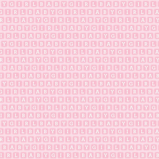 27" End of Bolt - FLANNEL Baby Girl Blocks F13334 Pink - Riley Blake Designs - Children's Words Text - FLANNEL Cotton Fabric