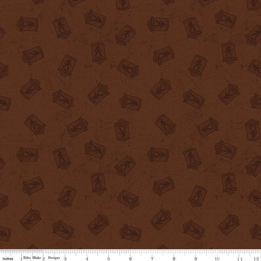 Legends of the National Parks Logo Toss C13283 Brown - Riley Blake Designs - Recreation Outdoors Tone-on-Tone - Quilting Cotton Fabric