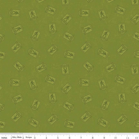 Legends of the National Parks Logo Toss C13283 Olive - Riley Blake Designs - Outdoors Recreation Tone-on-Tone - Quilting Cotton Fabric