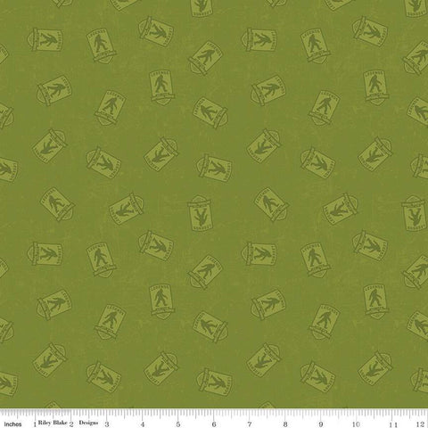 SALE Legends of the National Parks Logo Toss C13283 Olive - Riley Blake Designs - Outdoors Recreation Tone-on-Tone - Quilting Cotton Fabric