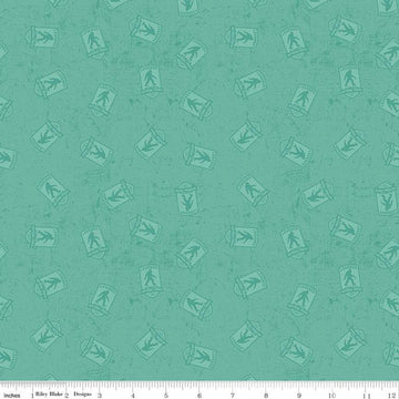 Legends of the National Parks Logo Toss C13283 Sea Glass - Riley Blake - Outdoors Recreation Tone-on-Tone - Quilting Cotton Fabric