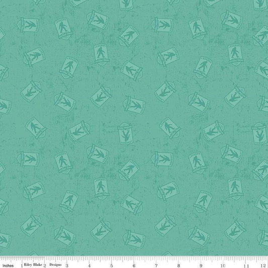 Legends of the National Parks Logo Toss C13283 Sea Glass - Riley Blake - Outdoors Recreation Tone-on-Tone - Quilting Cotton Fabric