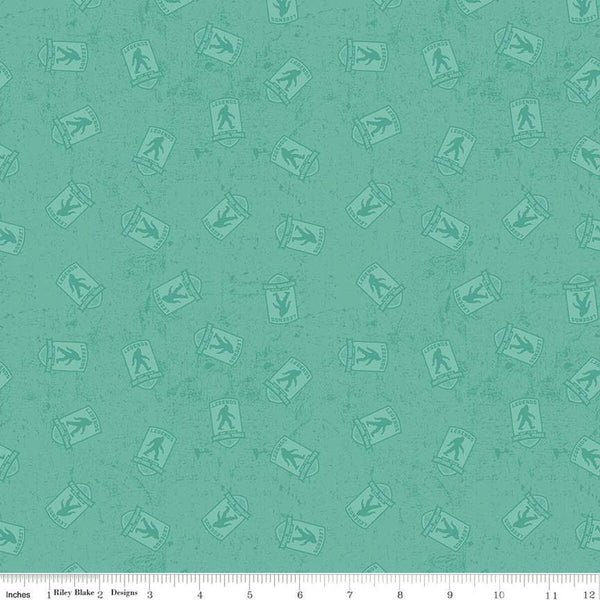 SALE Legends of the National Parks Logo Toss C13283 Sea Glass - Riley Blake - Outdoors Recreation Tone-on-Tone - Quilting Cotton Fabric