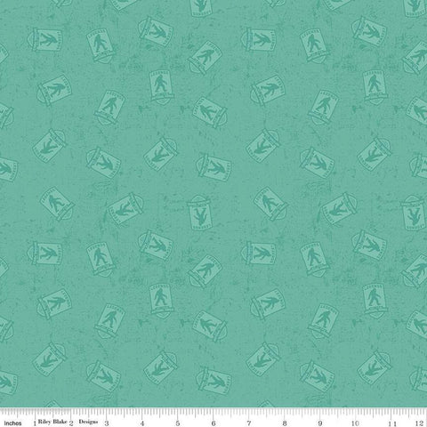 SALE Legends of the National Parks Logo Toss C13283 Sea Glass - Riley Blake - Outdoors Recreation Tone-on-Tone - Quilting Cotton Fabric