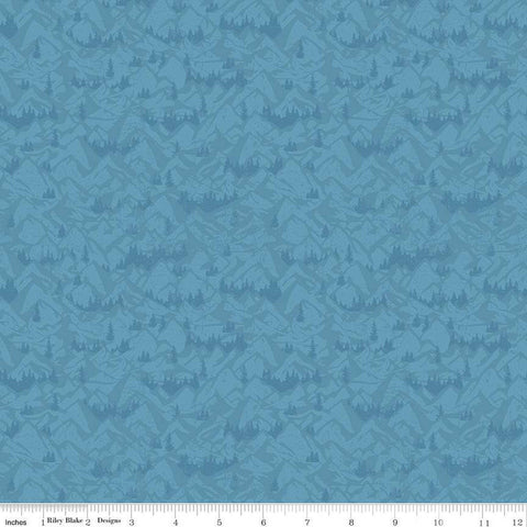 Legends of the National Parks Mountains C13284 Blue - Riley Blake Designs - Recreation Outdoors Tone-on-Tone - Quilting Cotton Fabric