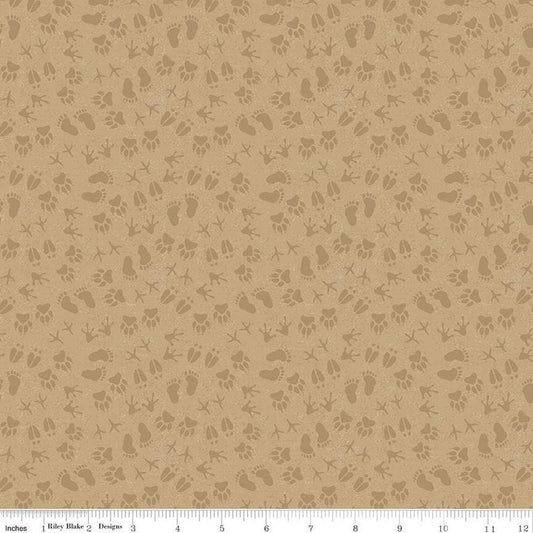 DEAL Legends of the National Parks Prints C13285 Sand - Riley Blake Designs - Outdoors Tone-on-Tone Footprints - Quilting Cotton Fabric