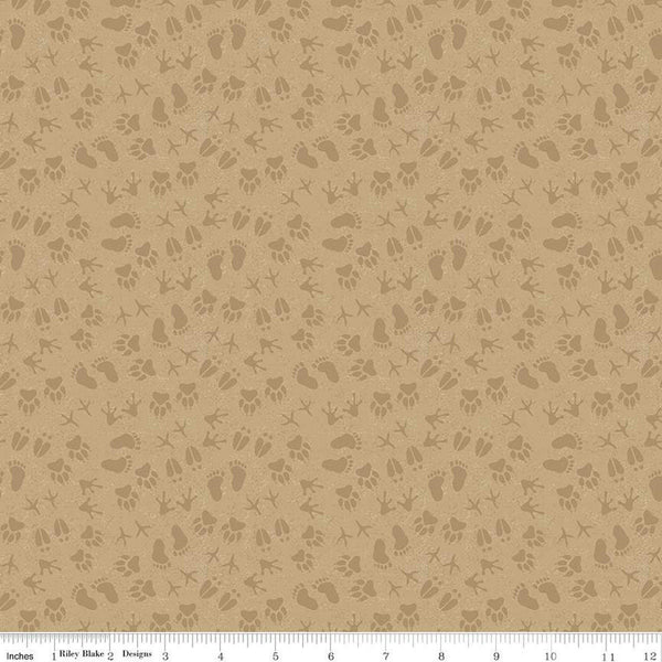 SALE Legends of the National Parks Prints C13285 Sand - Riley Blake Designs - Outdoors Tone-on-Tone Footprints - Quilting Cotton Fabric