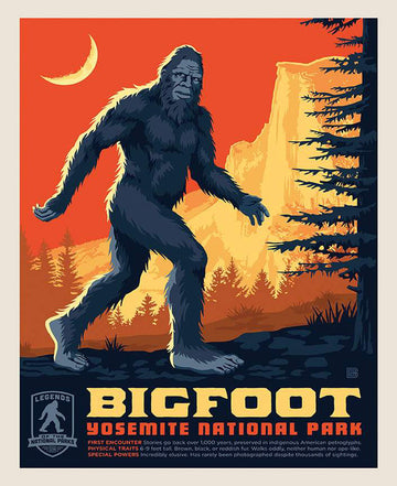 SALE Legends of the National Parks Bigfoot Panel PD13286 - Riley Blake - DIGITALLY PRINTED Yosemite Big Foot - Quilting Cotton Fabric