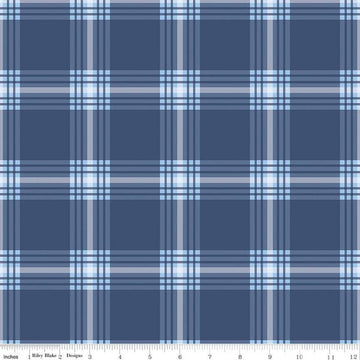 24" End of Bolt - SALE FLANNEL Snow Leopard Plaid F13191 Denim - Riley Blake Designs - Winter Geometric Blue - FLANNEL Cotton Fabric