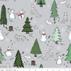 16" End of Bolt - CLEARANCE FLANNEL Snow Leopard Main F13190 Silver - Riley Blake - Winter Leopards Snowmen Trees Rabbits - FLANNEL Cotton