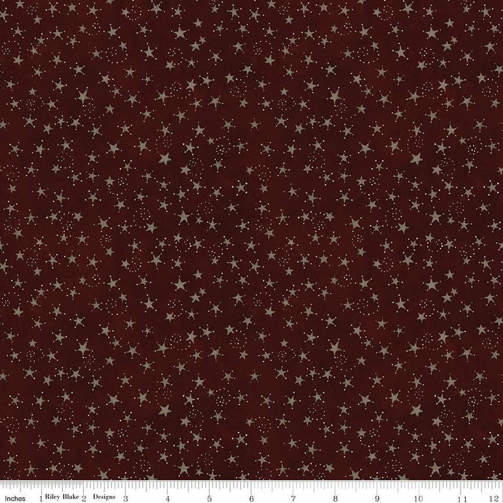 28" End of Bolt - Bright Stars Stars C13106 Burgundy - Riley Blake Designs - Patriotic Folk Art - Quilting Cotton Fabric