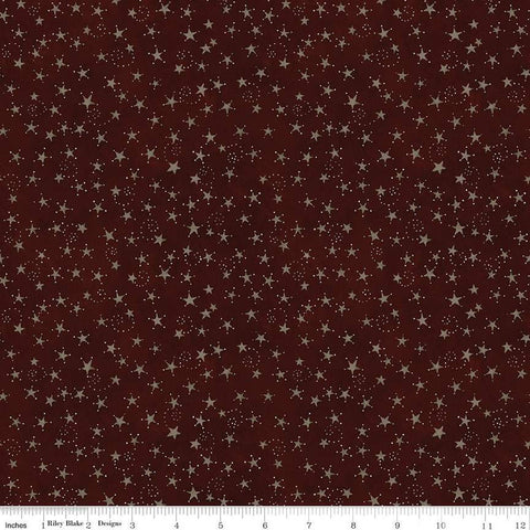 28" End of Bolt - Bright Stars Stars C13106 Burgundy - Riley Blake Designs - Patriotic Folk Art - Quilting Cotton Fabric