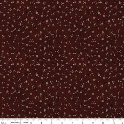 10" End of Bolt - Bright Stars Stars C13106 Burgundy - Riley Blake Designs - Patriotic Folk Art - Quilting Cotton Fabric