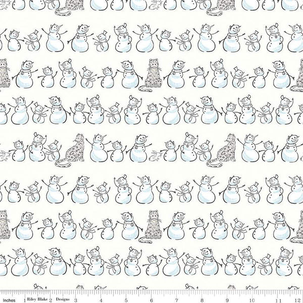 CLEARANCE FLANNEL Snow Leopard Snowmen Rows F13192 Cloud - Riley Blake Designs - Winter Off-White - FLANNEL Cotton Fabric