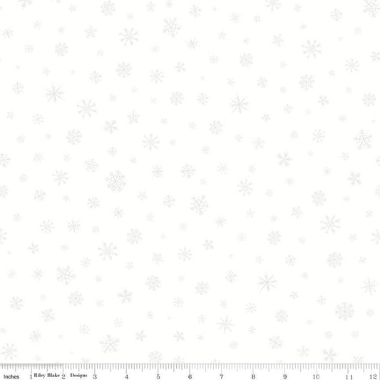33" End of Bolt - DEAL FLANNEL Snow Leopard Snowflakes  F13193 Cloud - Riley Blake Designs - Winter Tone-on-Tone - FLANNEL Cotton Fabric