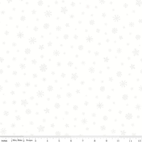 SALE FLANNEL Snow Leopard Snowflakes  F13193 Cloud - Riley Blake Designs - Winter Tone-on-Tone Off-White - FLANNEL Cotton Fabric