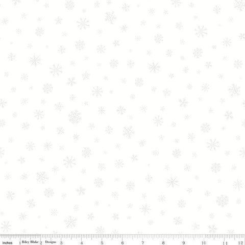 SALE FLANNEL Snow Leopard Snowflakes  F13193 Cloud - Riley Blake Designs - Winter Tone-on-Tone Off-White - FLANNEL Cotton Fabric