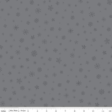 CLEARANCE 9" End of Bolt - FLANNEL Snow Leopard Snowflakes F13193 Gray - Riley Blake Designs - Winter Tone-on-Tone - FLANNEL Cotton Fabric
