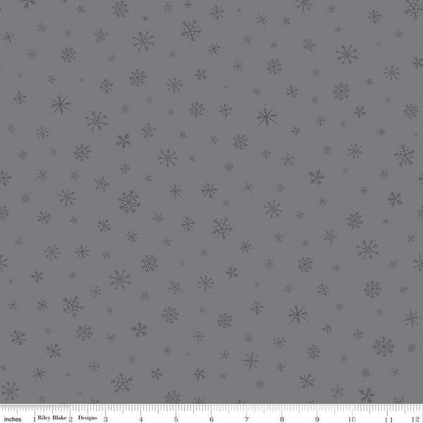 CLEARANCE FLANNEL Snow Leopard Snowflakes F13193 Gray - Riley Blake Designs - Winter Tone-on-Tone - FLANNEL Cotton Fabric