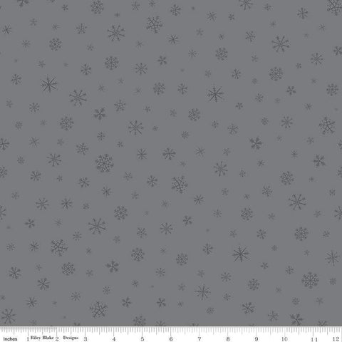 SALE FLANNEL Snow Leopard Snowflakes F13193 Gray - Riley Blake Designs - Winter Tone-on-Tone - FLANNEL Cotton Fabric