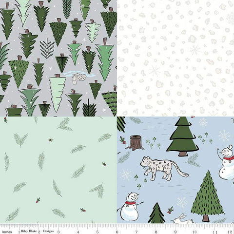 CLEARANCE FLANNEL Snow Leopard Cheater Print F13195 Multi - Riley Blake  - Winter 6" Multi-Colored Squares - FLANNEL Cotton