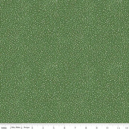 Fat Quarter End of Bolt - SALE FLANNEL Snow Leopard Flurry Holly Green Speckled Fabric F13194 - Riley Blake Cotton Flannel