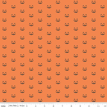SALE Hey Bootiful Jack-o'-Lanterns C13136 Orange - Riley Blake Designs - Halloween Pumpkin Faces - Quilting Cotton Fabric