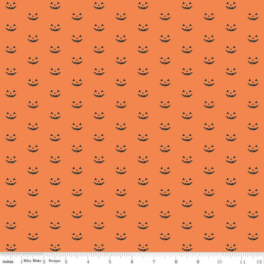DEAL Hey Bootiful Jack-o'-Lanterns C13136 Orange - Riley Blake Designs - Halloween Pumpkin Faces - Quilting Cotton Fabric