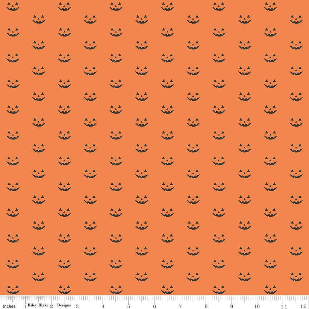 Hey Bootiful Jack-o'-Lanterns C13136 Orange - Riley Blake Designs - Halloween Pumpkin Faces - Quilting Cotton Fabric