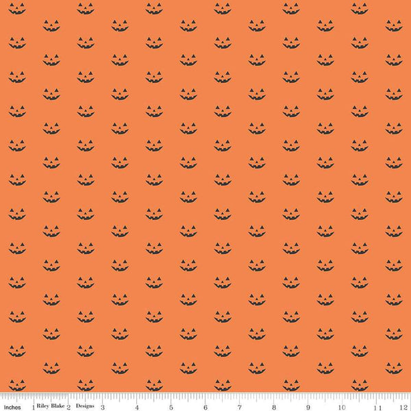 Hey Bootiful Jack-o'-Lanterns C13136 Orange - Riley Blake Designs - Halloween Pumpkin Faces - Quilting Cotton Fabric