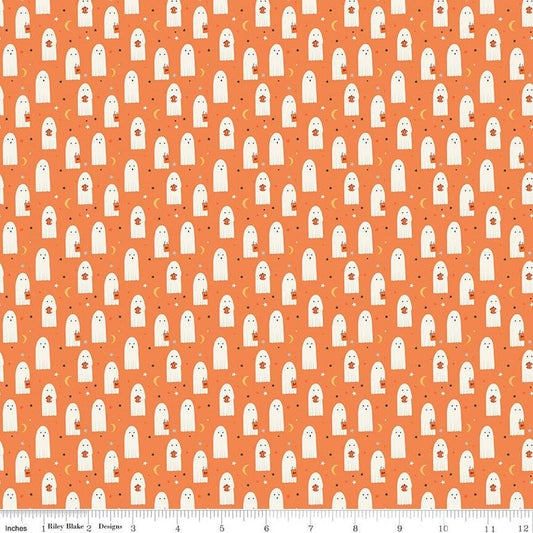 Hey Bootiful Sheet Ghosts C13132 Orange - Riley Blake Designs - Halloween - Quilting Cotton Fabric