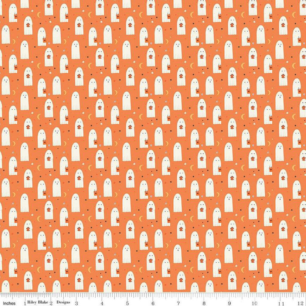 Hey Bootiful Sheet Ghosts C13132 Orange - Riley Blake Designs - Halloween - Quilting Cotton Fabric