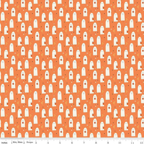 Hey Bootiful Sheet Ghosts C13132 Orange - Riley Blake Designs - Halloween - Quilting Cotton Fabric