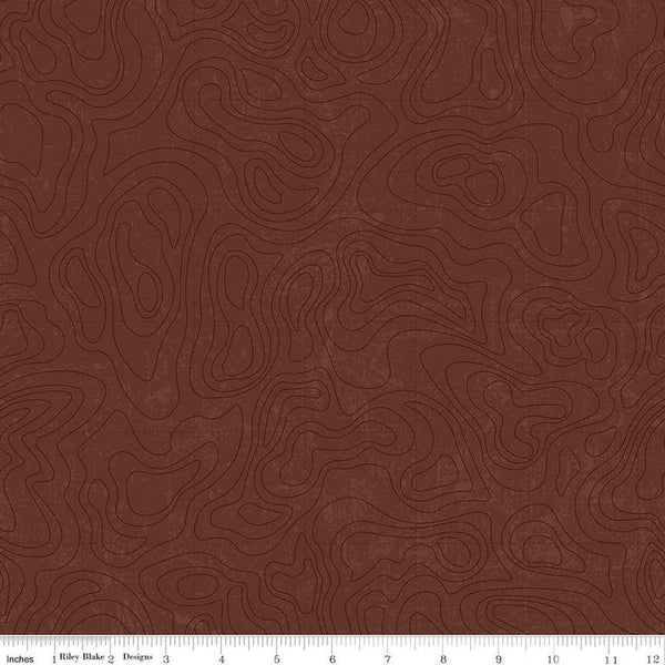 National Parks Topographic C13293 Brown - Riley Blake Designs - Outdoors Tone-on-Tone Map - Quilting Cotton Fabric