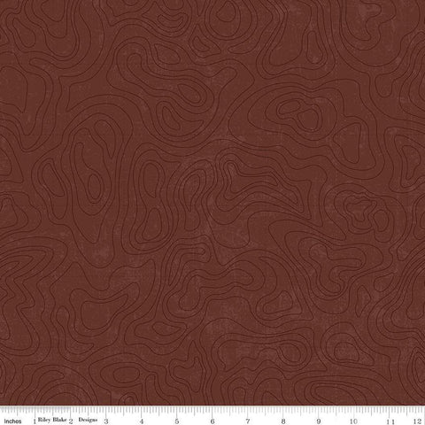 National Parks Topographic C13293 Brown - Riley Blake Designs - Outdoors Tone-on-Tone Map - Quilting Cotton Fabric