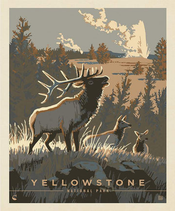 SALE National Parks Poster Panel Yellowstone PD13297 - Riley Blake Designs - DIGITALLY PRINTED - Quilting Cotton Fabric