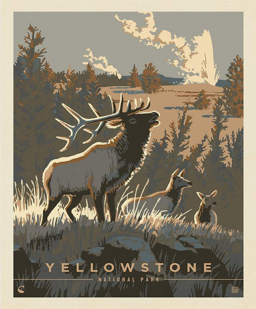 SALE National Parks Poster Panel Yellowstone PD13297 by Riley Blake Designs - DIGITALLY PRINTED - Quilting Cotton Fabric
