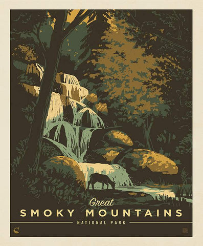 SALE National Parks Poster Panel Great Smoky Mountains PD13299 by Riley Blake - DIGITALLY PRINTED South Carolina Tennessee - Quilting Cotton