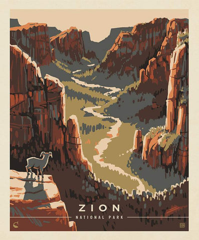 SALE National Parks Poster Panel Zion PD13300 by Riley Blake - DIGITALLY PRINTED Utah - Quilting Cotton Fabric