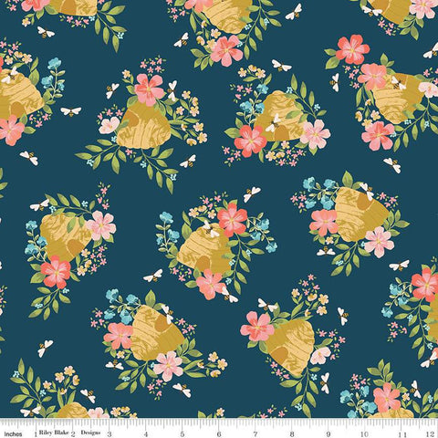 17" End of Bolt - SALE Honeycomb Hill Main C13120 Oxford - Riley Blake Designs - Floral Flowers Bees Beehives - Quilting Cotton Fabric