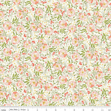 20" End of Bolt - DEAL Honeycomb Hill Sweet Garden C13121 Cream - Riley Blake Designs - Floral Flowers - Quilting Cotton Fabric
