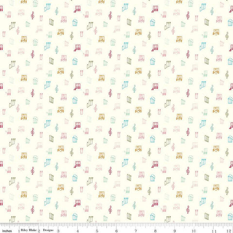 CLEARANCE Swan Serenade Opus SC13263 Cream SPARKLE - Riley Blake Designs - Music Musical Notation Notes Gold - Quilting Cotton Fabric