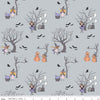 SALE Spooky Schoolhouse Main SC13200 Silver SPARKLE - Riley Blake Designs - Halloween Witches Silver SPARKLE - Quilting Cotton Fabric